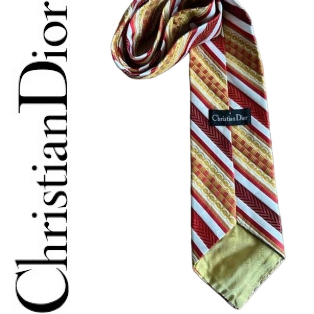 Christian Dior Vintage Tie in warm and gold tones striped ⭐️